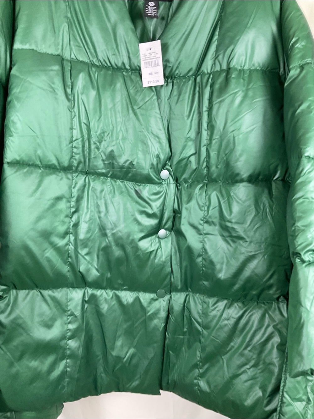 Ashley Stewart Emerald Green Asymmetrical Quilted Belted Puffer Coat - Picture 6 of 15